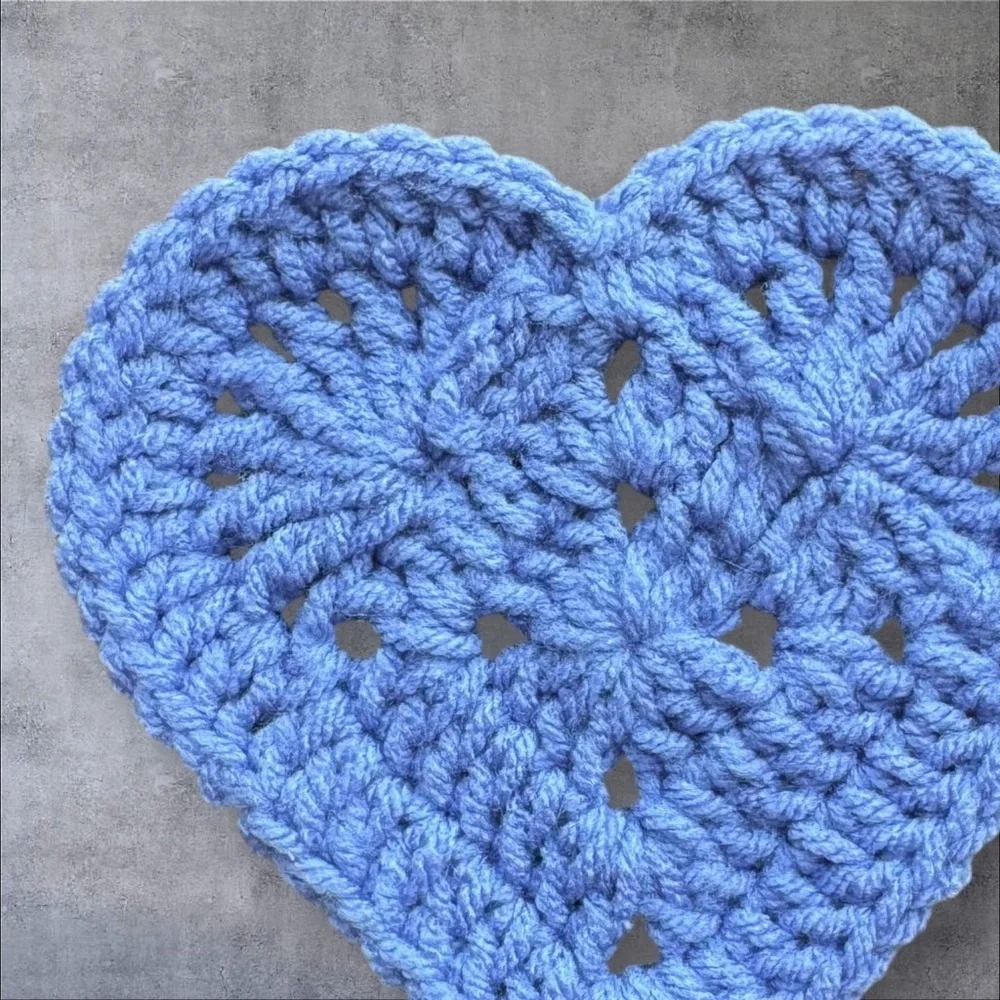 Blue Heart Crochet Coaster